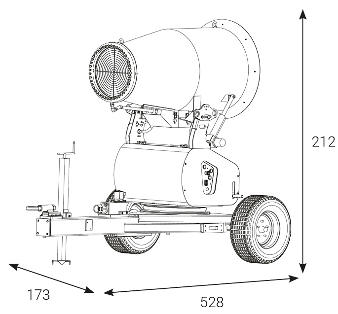 Dimensions du brumisateur de chantier BMC 70