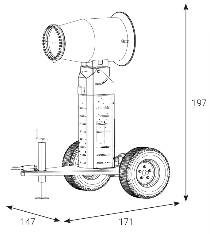 Dimensions du brumisateur de chantier BMC 30